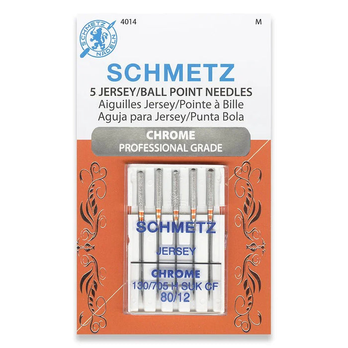 Schmetz Jersey ball point sewing machine needles 80/12, five pack, at Thread Works
