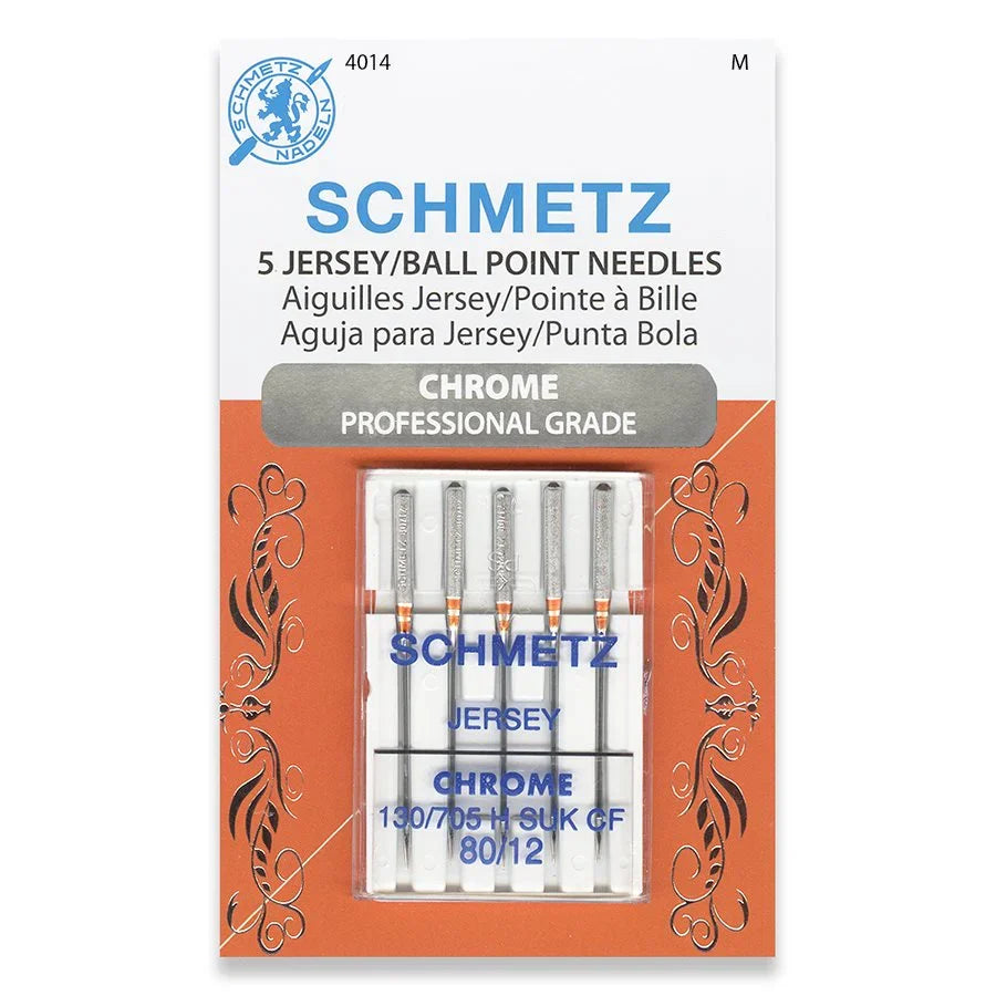 Schmetz Jersey ball point sewing machine needles 80/12, five pack, at Thread Works
