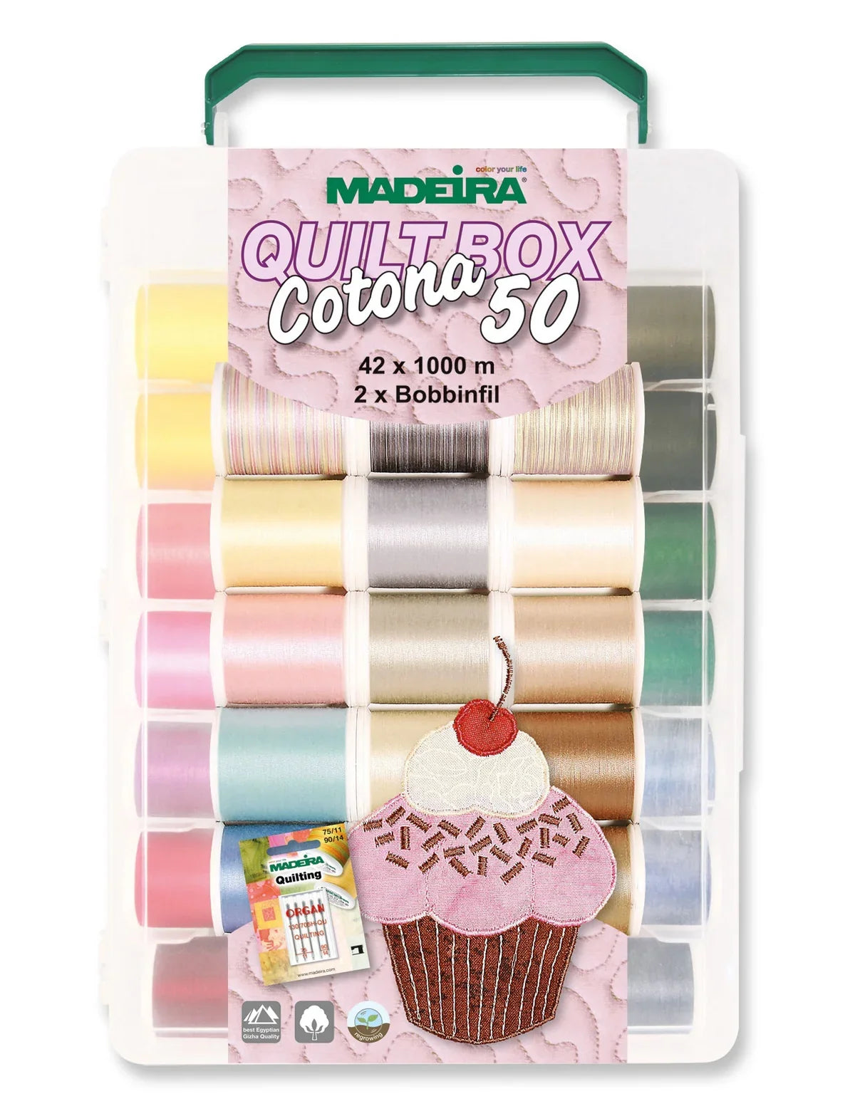 Madeira Cotona 50 assortment box of 42 cotton thread spools in graduated colors at Thread Works