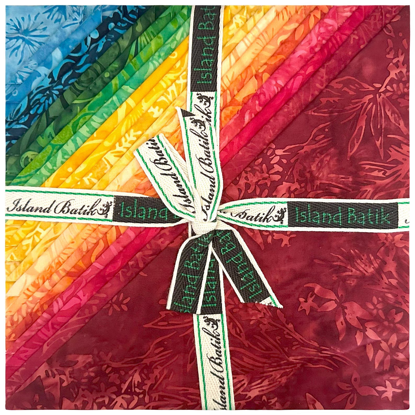 Island Batik Colorburst precut 10-inch batik squares in rainbow colors at Thread Works