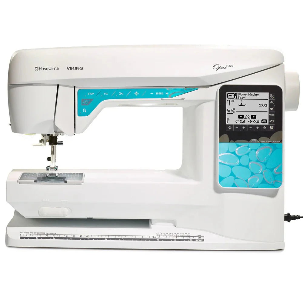 Viking Opal 670 computerized sewing machine — threading guide