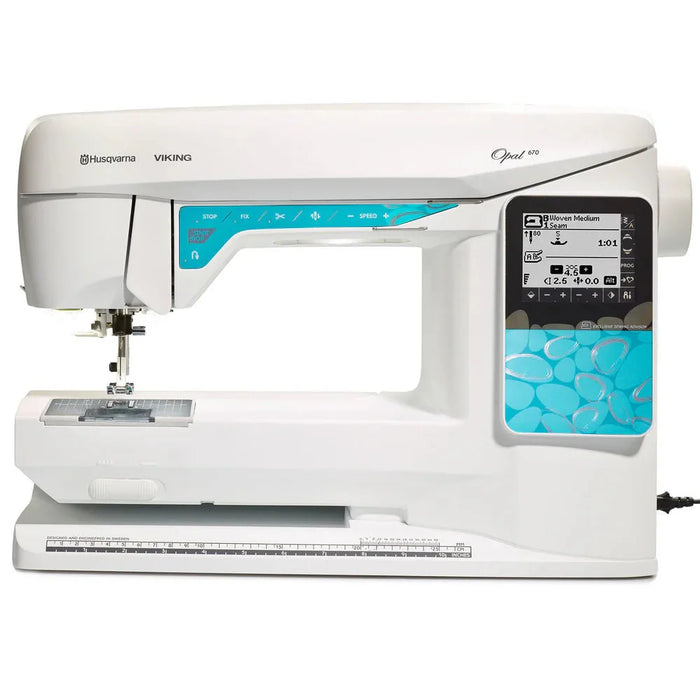 Viking Opal 670 computerized sewing machine — threading guide