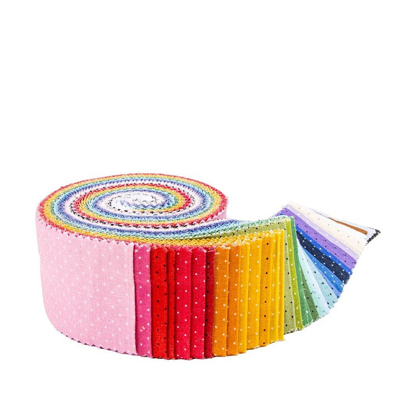 Riley Blake American Jane Pindots Rolie Polie (Jelly Roll) – 40 Piece 2.5" Precut Fabric Strip Bundle by Sandy Klop