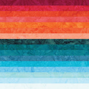 Expressions Batiks Hand-Dyes Citrus Splash 10" Stacker / layer-cake-size squares by Riley Blake Designs showing 42 precut 10" x 10" fabric squares for quilting and sewing