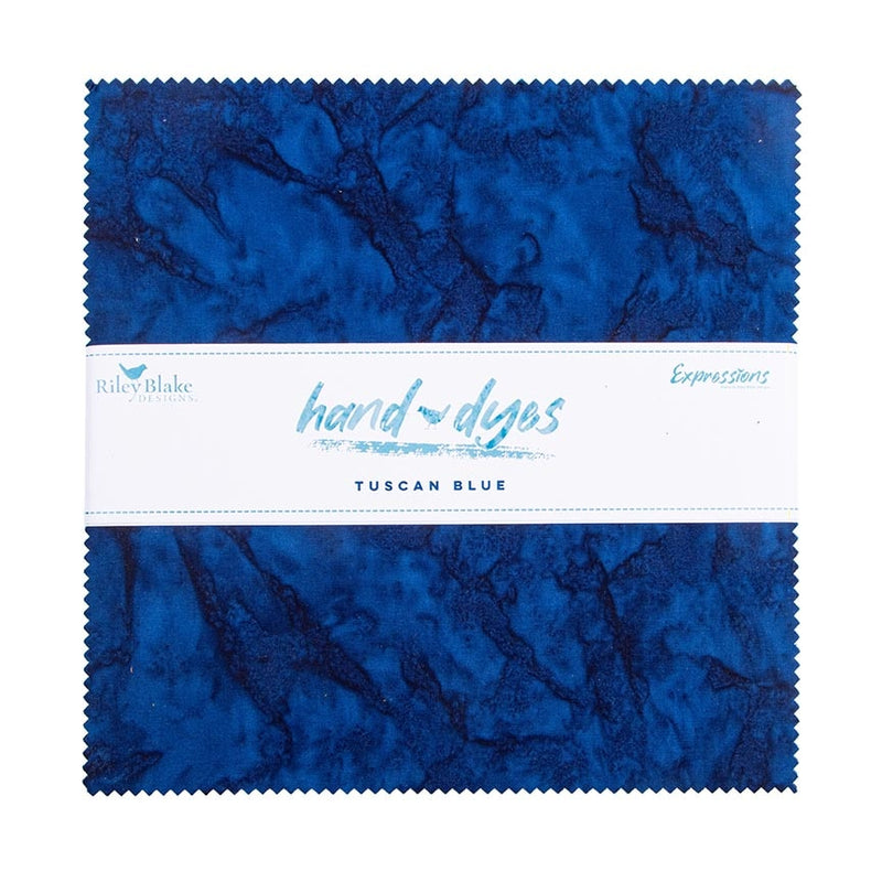 Riley Blake Expressions Batiks Hand-Dyes Tuscan Blue 10" Stacker – 42-Piece Precut Quilt Fabric official Riley Blake Designs product view, manufacturer SKU 10-21013-42