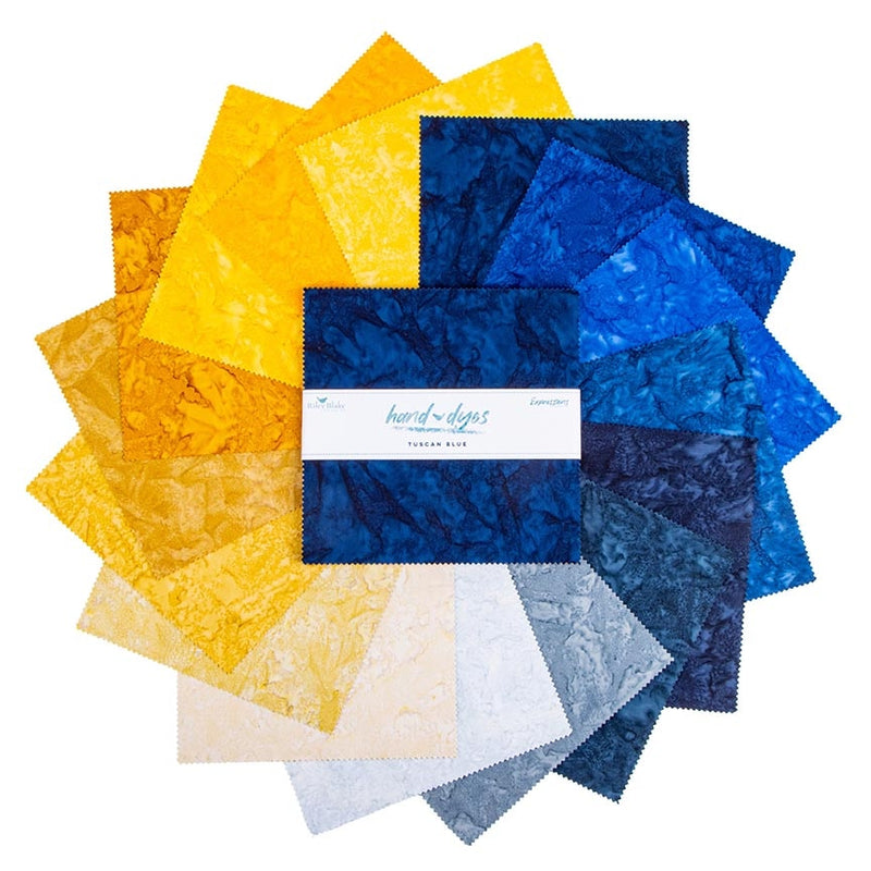 Riley Blake Expressions Batiks Hand-Dyes Tuscan Blue 10" Stacker – 42-Piece Precut Quilt Fabric alternate Riley Blake Designs assortment view, manufacturer SKU 10-21013-42