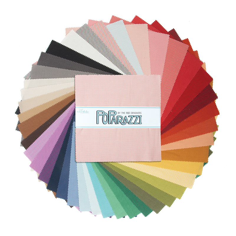 POParazzi 10" Stacker / layer-cake-size squares by Riley Blake Designs showing 42 precut 10" x 10" fabric squares for quilting and sewing
