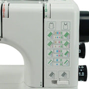 The Janome CoverPro 1000CPX configured with the free arm exposed for sewing cuffs and sleeves.