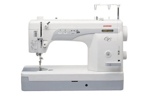 Janome 1600P-QC high-speed straight stitch sewing machine front view showcasing the aluminum body.