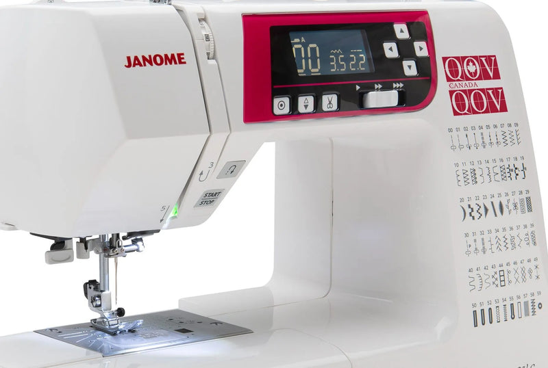 Janome 3160QOV special edition computerized sewing and quilting machine front view highlighting the control console