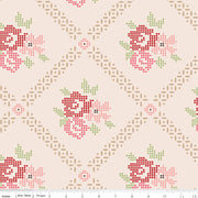 Lori Holt Mercantile Adore Pinks 108" wideback quilt backing by Riley Blake Designs showing One 3-yard package of 107"/108"-wide quilting cotton for quilting and sewing