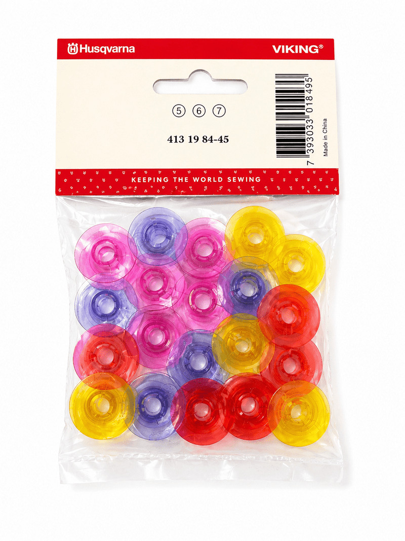 Husqvarna Viking Watercolored Bobbins – 20 Pack | Version 1 & 2 | Fits Designer, Sapphire, Platinum
