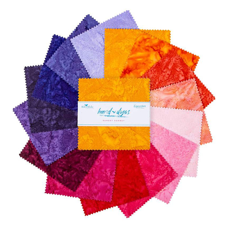 Riley Blake Expressions Batiks Hand-Dyes Sunset Sorbet 5" Stacker – 42-Piece Precut Quilt Fabric alternate Riley Blake Designs assortment view, manufacturer SKU 5-21003-42