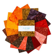 Riley Blake Expressions Batiks Hand-Dyes Warm Glow 5" Stacker – 42-Piece Precut Quilt Fabric alternate Riley Blake Designs assortment view, manufacturer SKU 5-21007-42
