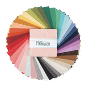 POParazzi 5" Stacker / charm-square-size precuts by Riley Blake Designs showing 42 precut 5" x 5" fabric squares for quilting and sewing