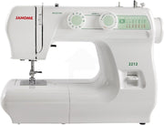 Janome 2212 mechanical sewing machine front view showcasing the stitch selection dial and clean white design.