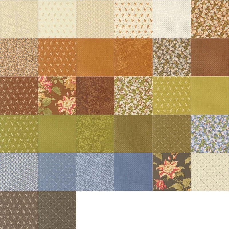 Butternut and Sage Moda Layer Cake fabric assortment in warm harvest colors, 35440LC