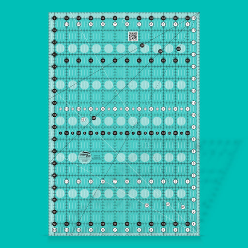 Creative Grids CGR1218 twelve and a half by eighteen and a half inch large rectangle quilt ruler.