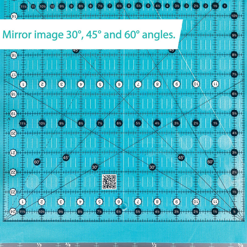 Creative Grids CGR1224 twelve and a half by twenty four and a half inch large rectangle quilt ruler.