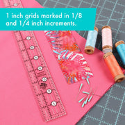 Creative Grids CGR15125 one and a half by twelve and a half inch narrow rectangle quilt ruler.
