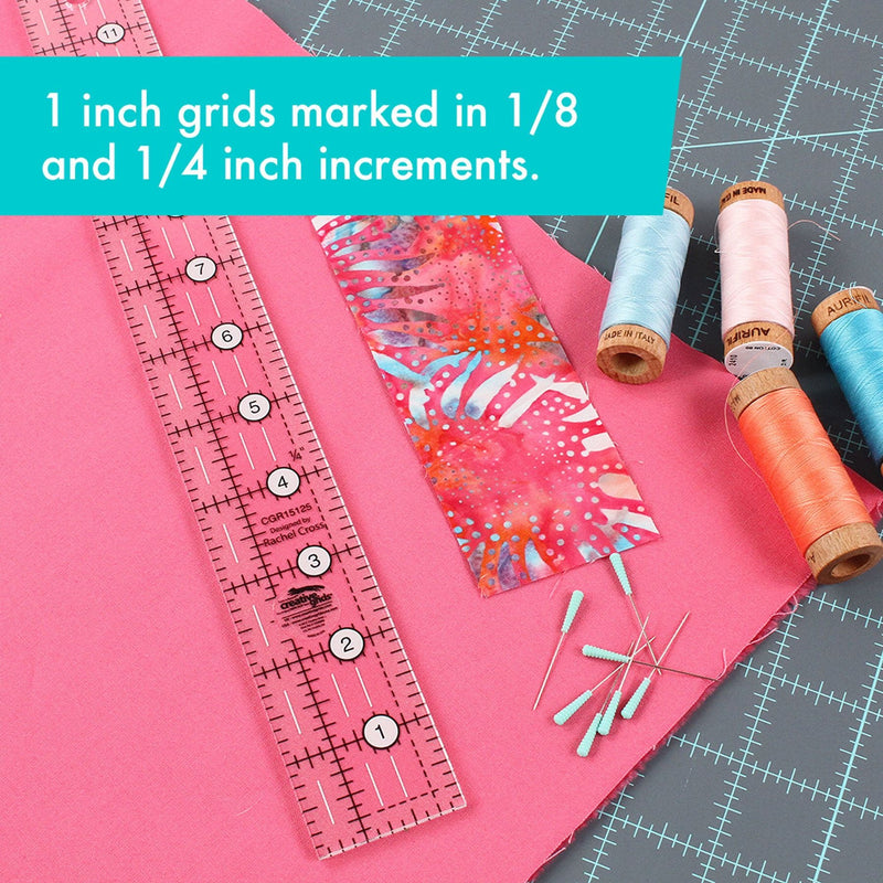 Creative Grids CGR15125 one and a half by twelve and a half inch narrow rectangle quilt ruler.