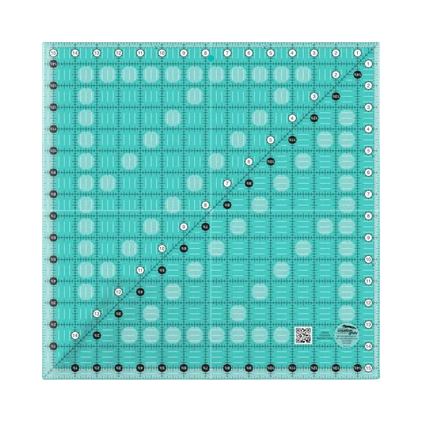 Creative Grids CGR15 fifteen and a half inch extra large square quilt ruler with non slip grip ring markings.