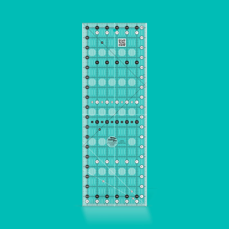 Creative Grids CGR18 six and a half by eighteen and a half inch rectangle quilt ruler with non slip backing.