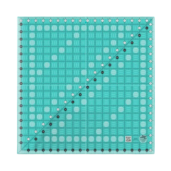 Creative Grids CGR1818 eighteen and a half inch jumbo square quilt ruler with non slip ring grips.
