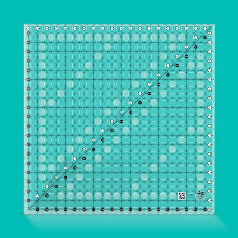 Creative Grids CGR20 twenty and a half inch extra large square quilt ruler with non slip ring grips.