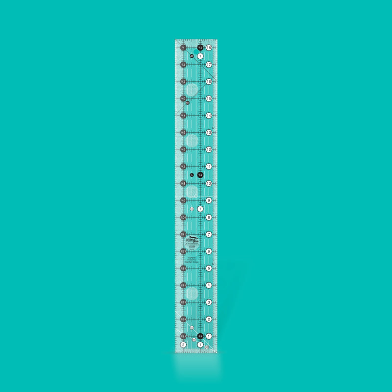 Creative Grids CGR218 two and a half by eighteen and a half inch rectangle quilt ruler with non slip back.