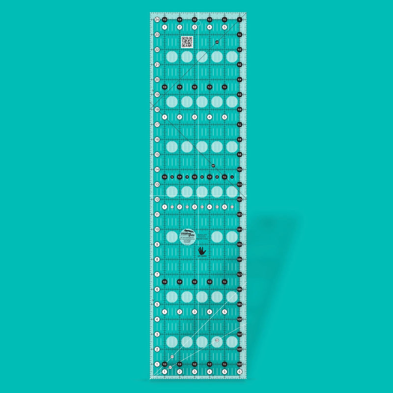 Creative Grids CGR24LEFT six and a half by twenty four and a half inch left handed rectangle quilt ruler.