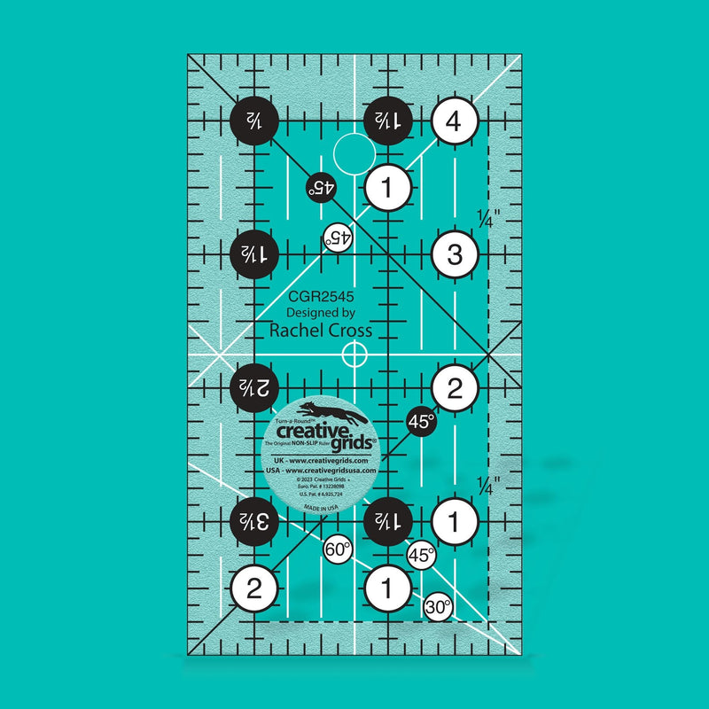 Creative Grids CGR2545 two and a half by four and a half inch mini rectangle quilt ruler.