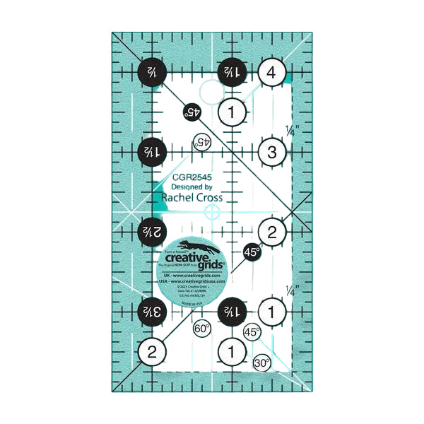 Creative Grids CGR2545 two and a half by four and a half inch mini rectangle quilt ruler.
