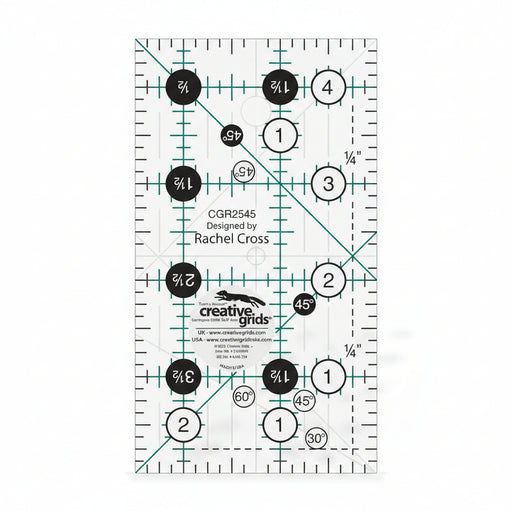 Creative Grids CGR2545 two and a half by four and a half inch mini rectangle quilt ruler.