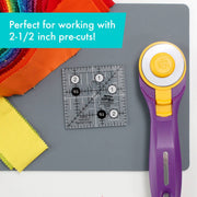 Creative Grids CGR2 two and a half inch square quilt ruler with non slip ring grips.