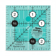 Creative Grids CGR2 two and a half inch square quilt ruler with non slip ring grips.