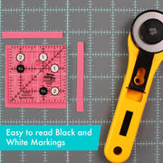Creative Grids CGR2 two and a half inch square quilt ruler with non slip ring grips.
