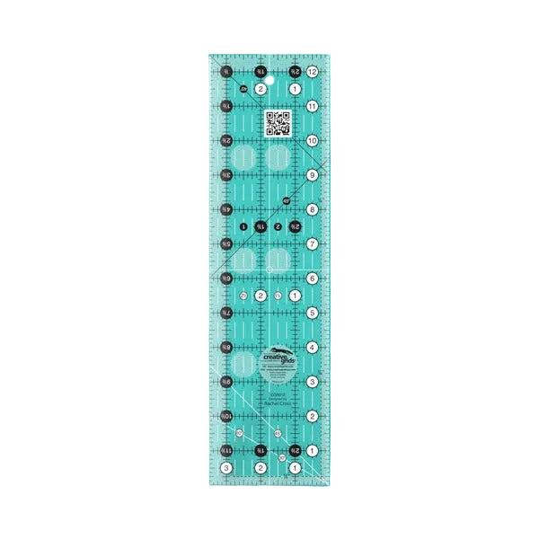 Creative Grids CGR312 three and a half by twelve and a half inch rectangle quilt ruler.