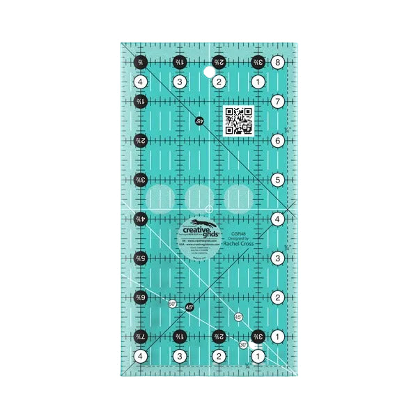 Creative Grids CGR48 four and a half by eight and a half inch rectangle quilt ruler with non slip backing.