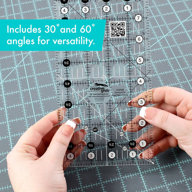 Creative Grids CGR48 four and a half by eight and a half inch rectangle quilt ruler with non slip backing.