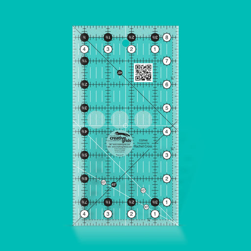 Creative Grids CGR48 four and a half by eight and a half inch rectangle quilt ruler with non slip backing.