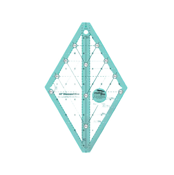 Creative Grids CGR60DIAMINI sixty degree mini diamond acrylic quilt ruler with non slip back.