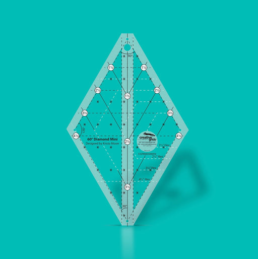 Creative Grids CGR60DIAMINI sixty degree mini diamond acrylic quilt ruler with non slip back.