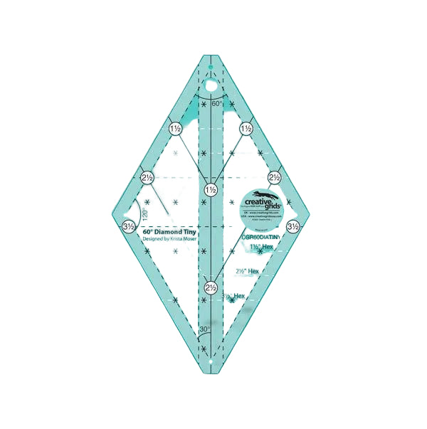 Creative Grids CGR60DIATINY sixty degree tiny diamond acrylic quilt ruler with non slip back.