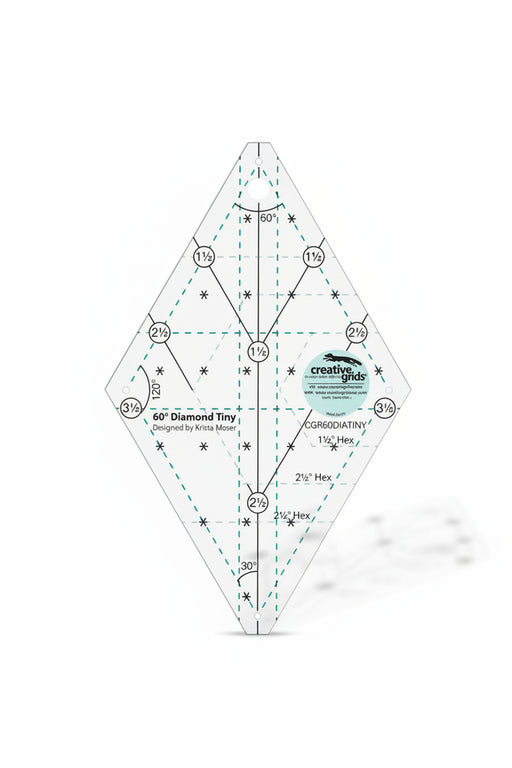 Creative Grids CGR60DIATINY sixty degree tiny diamond acrylic quilt ruler with non slip back.