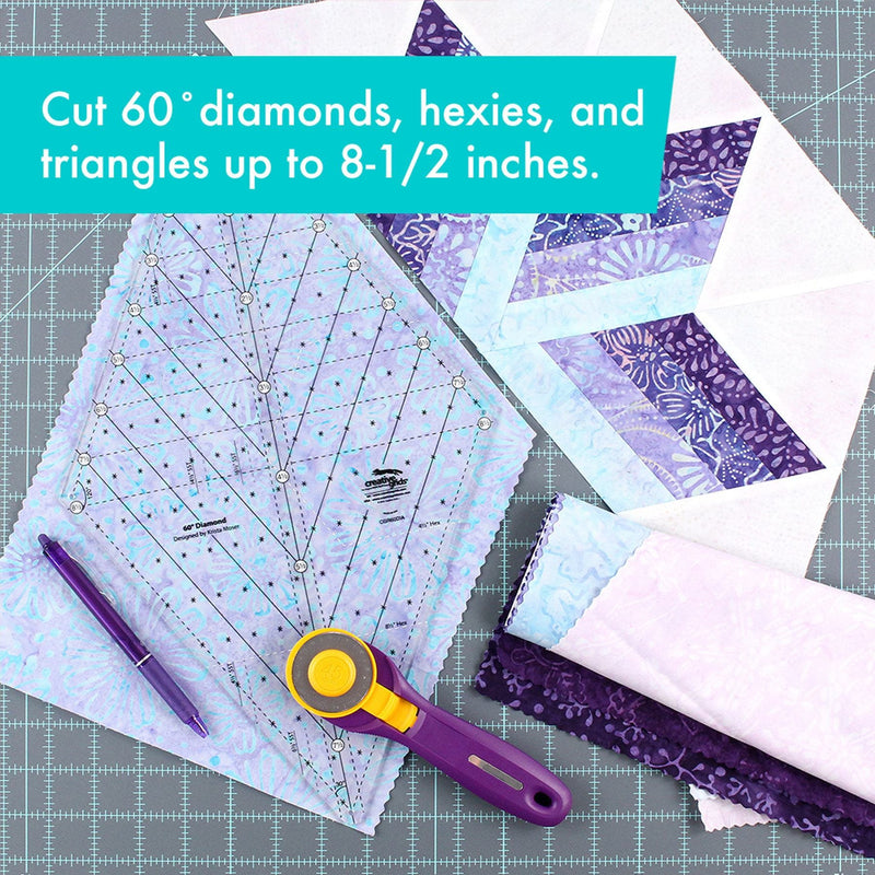 Creative Grids CGR60DIA sixty degree diamond acrylic quilt ruler with non slip back.