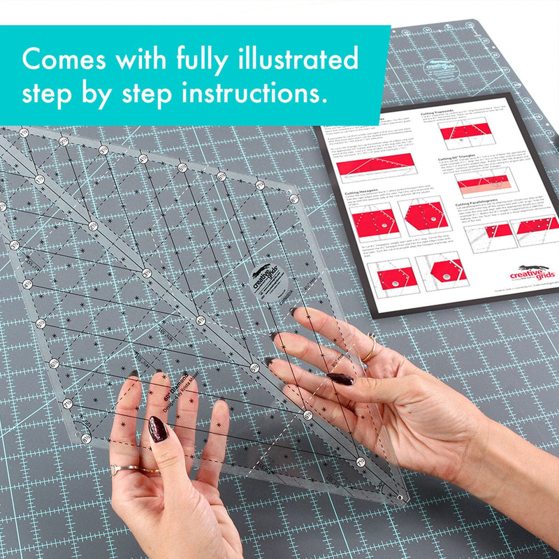 Creative Grids CGR60DIA sixty degree diamond acrylic quilt ruler with non slip back.