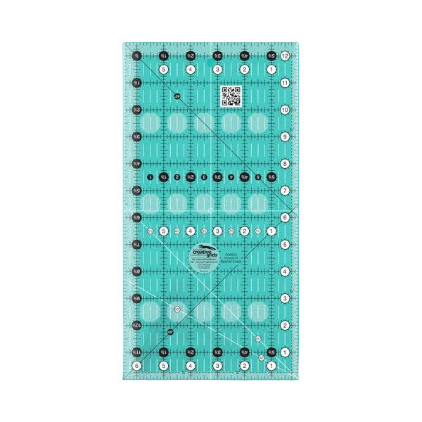 Creative Grids CGR612 six and a half by twelve and a half inch rectangle quilt ruler with non slip backing.