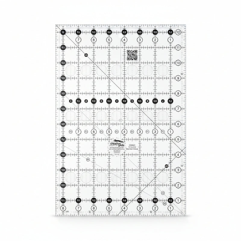 Creative Grids CGR812 eight and a half by twelve and a half inch rectangle quilt ruler with non slip backing.