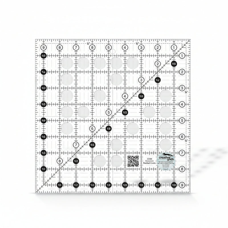 Creative Grids CGR9 nine and a half inch square quilt ruler with non slip ring grips